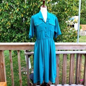 8 Vintage Leslie Fay Teal Dress